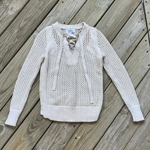 Derek Lam 10 Crosby Women's Open Knit Lace Up Sweater Size XS - Picture 3 of 12